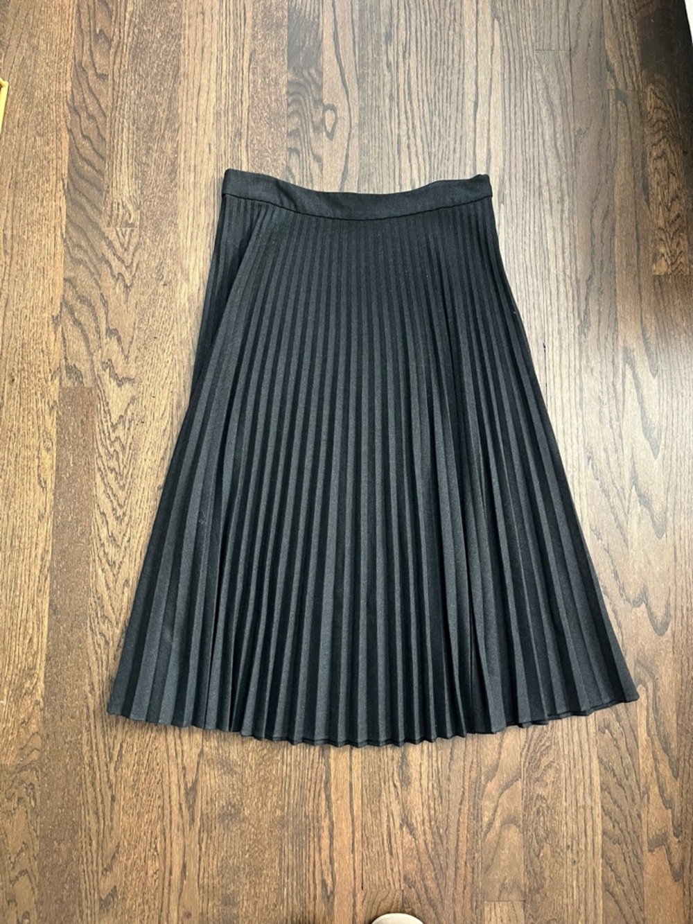 LOFT Black Pleated Wool Midi Skirt